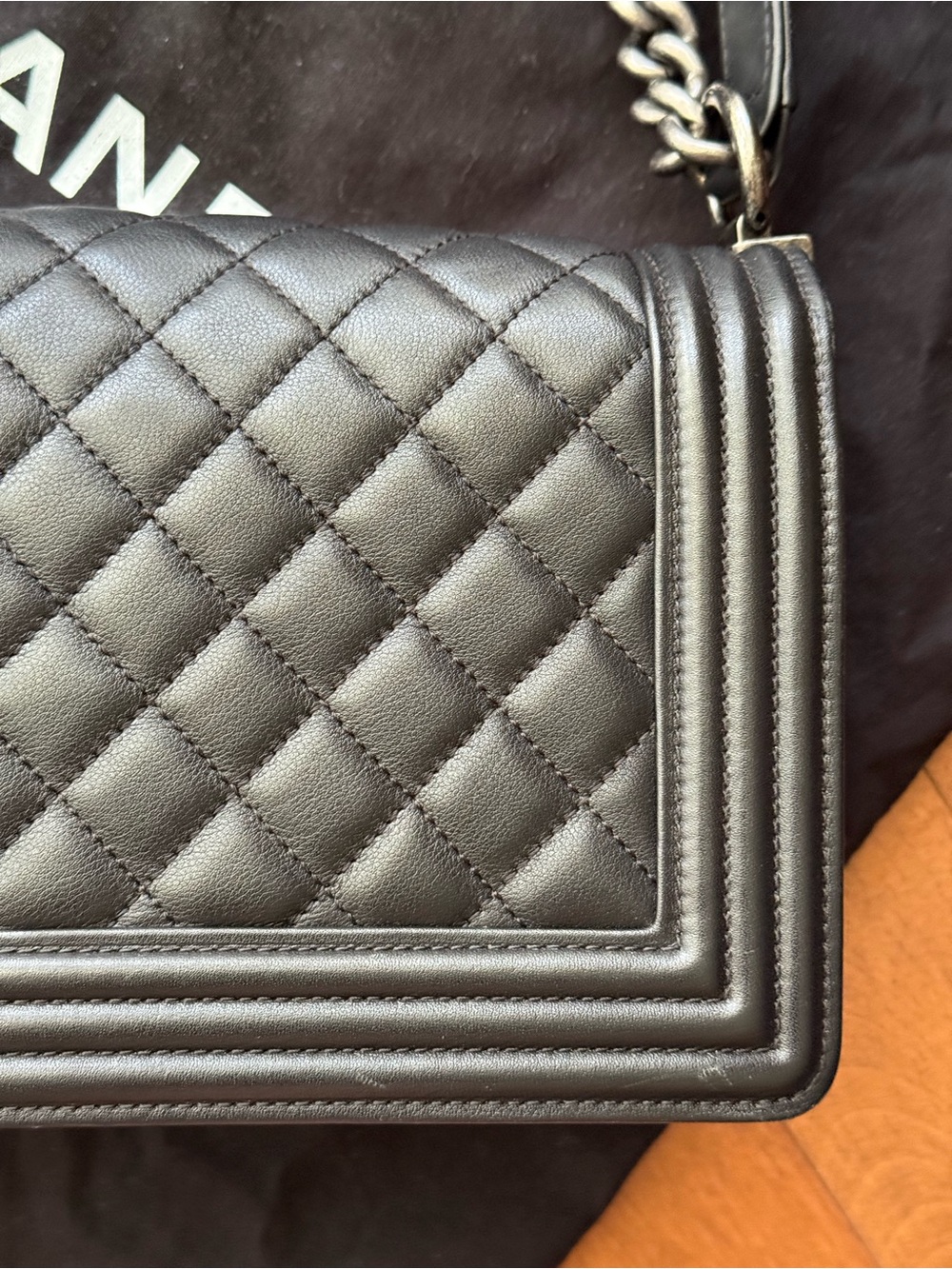 Chanel Black Quilted Boy Bag with Ruthenium Chain Strap - Picture 16 of 16